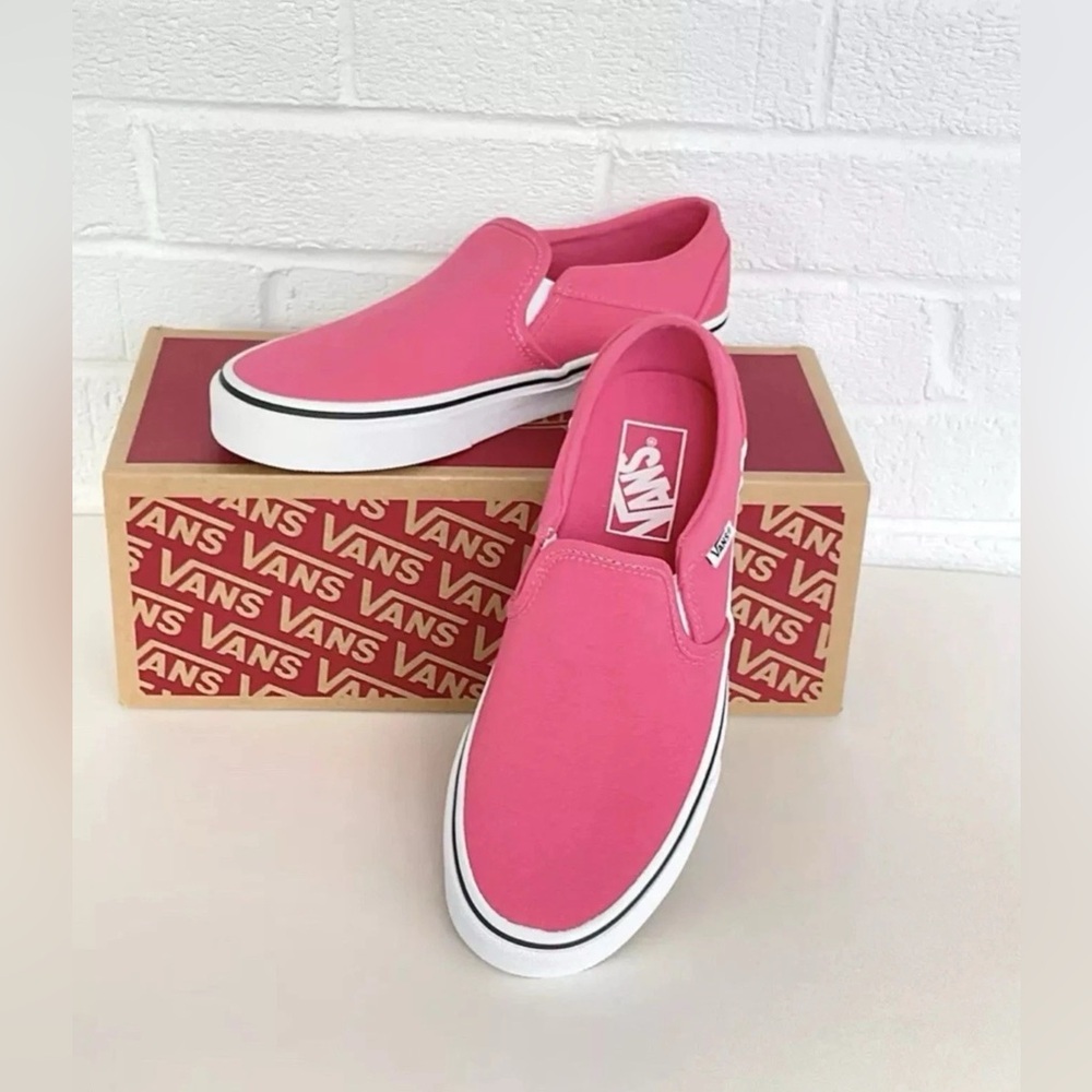 Vans Slip On Pink Honeysuckle Asher Sneakers Women's Size 6.5 New In Box